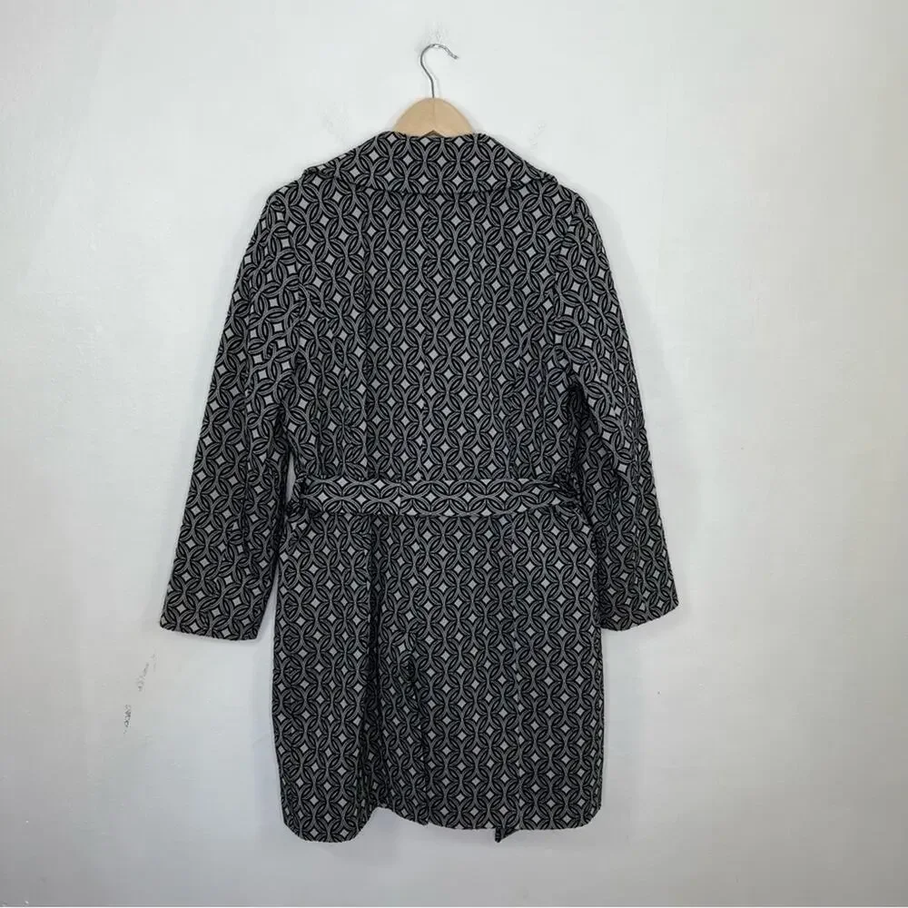 Sofia Cashmere Wool Blend Gray Black Geometric Double Breasted Coat Size Large - Picture 2 of 14